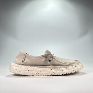 Hey Dude Wendy Light Gray Canvas Low Top Slip On Loafers Shoes Women's Size 7